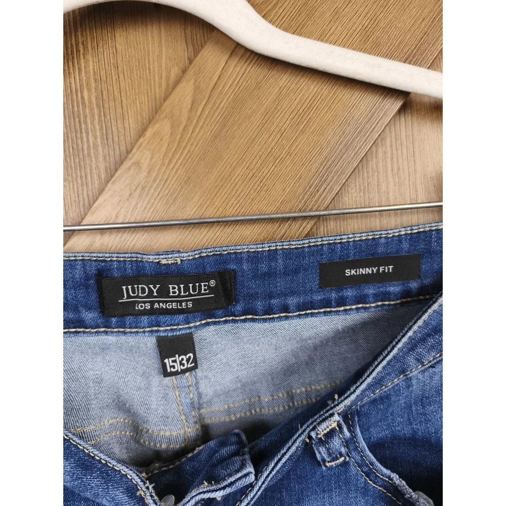 Judy‎ Blue Skinny Fit Jeans Womens 15/32 High Rise Button Fly Distressed